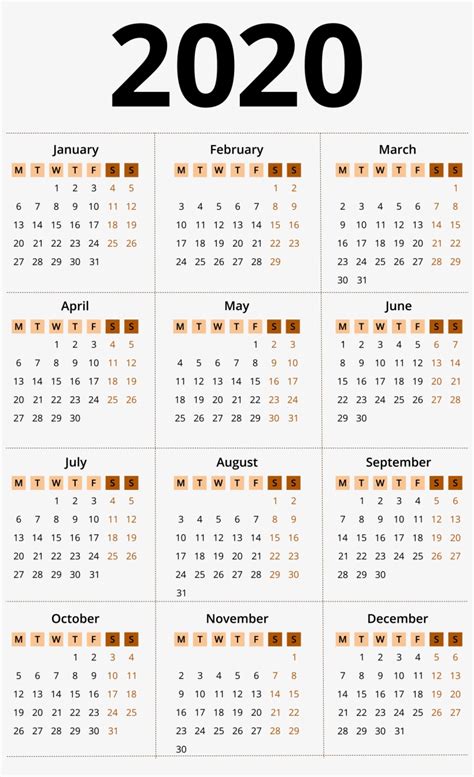 Looking for biweekly payroll calendar 2020? 2020 Calendar Png - Simple 2020 Calendar Template PNG ...