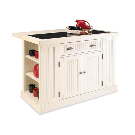 Features include a black granite.75 inlay top, a drop leaf that raises to extend depth to 37, two adjustable shelves on each side, a storage drawer, and storage cabinet with adjustable shelves. HOMESTYLES Nantucket White Kitchen Island With Granite Top ...