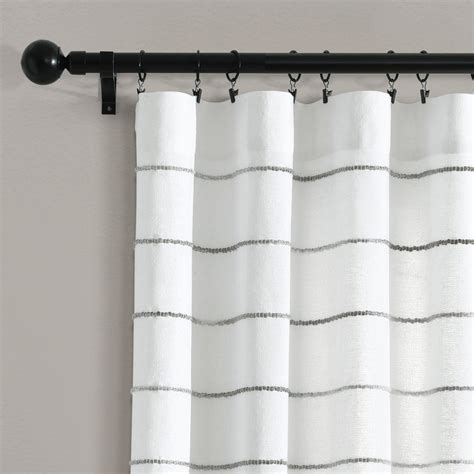 Ombre Stripe Yarn Dyed Cotton Window Curtain Panel Set Lush Decor