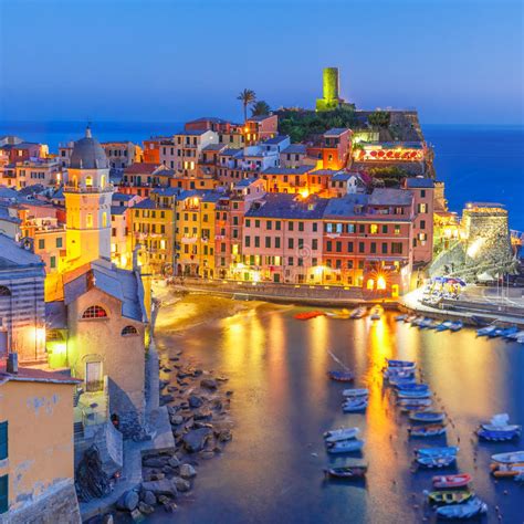 Night Vernazza Cinque Terre Liguria Italy Stock Image Image Of