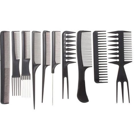 Intsupermai 10pcs Pro Hair Styling Combs Set Plastic Black Barbers