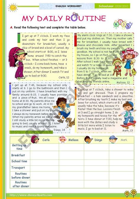 10 English Worksheets Daily Routines Edea Smith