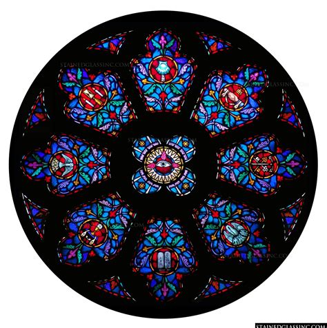 Holy Symbols Round Window Religious Stained Glass Window