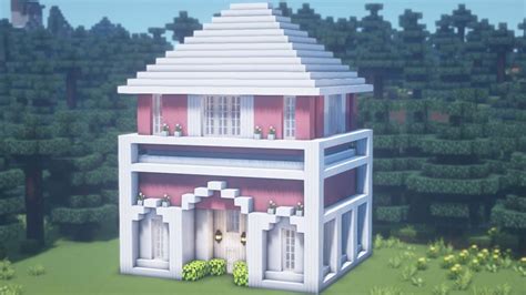 Minecraft Tutorial 🏩 How to Build a House in minecraft ( Barbie Dream