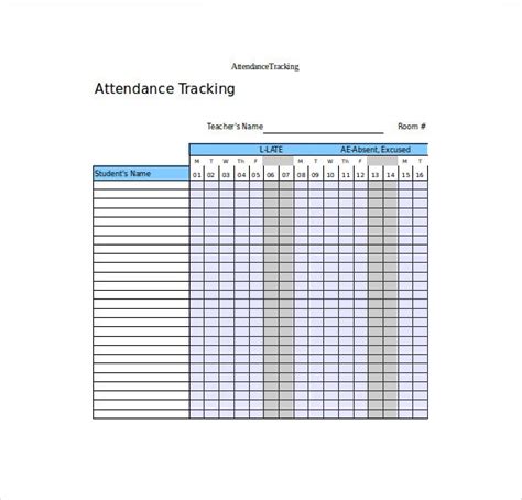 Attendance Tracking Template 10 Free Word Excel Pdf Documents Download