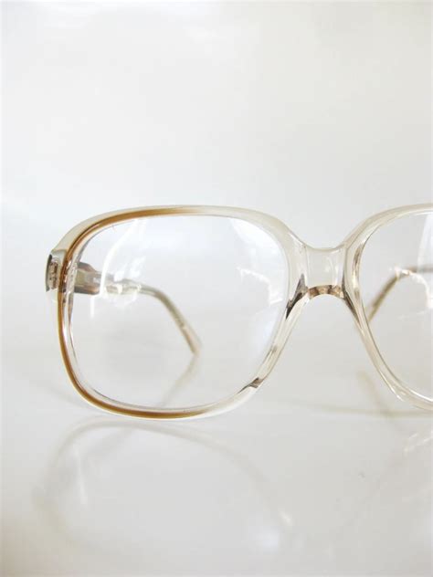 vintage mens glasses 1970s french eyeglass frames france optical clear huge white red 70s boxy