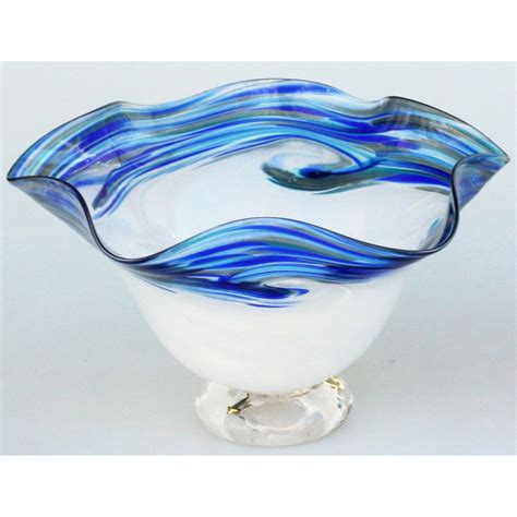 White Wave Series Fluted Glass Bowl By Glass Rocks Dottie Boscamp Glass