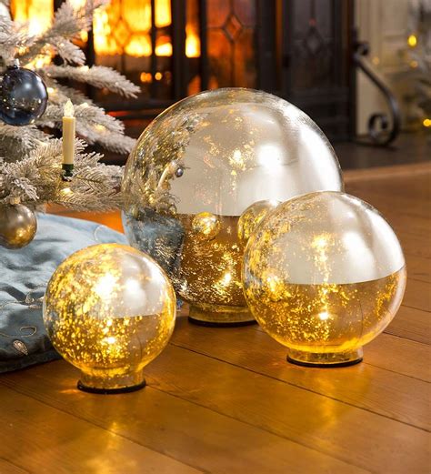 Lighted Mercury Glass Globes Set Of Light Up Your Holidays With