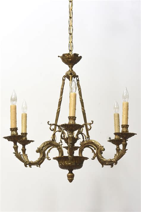 Six Light Cast Brass Chandelier Appleton Antique Lighting