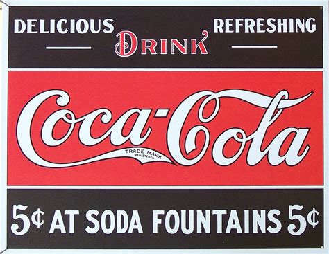 Coke At Fountain Vintage Coca Cola Metal Sign Old Time Signs