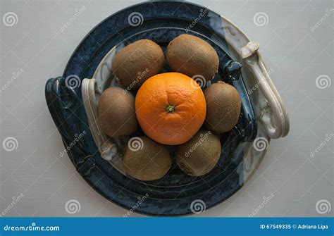 Fresh Fruits On A Decorative Ceramic Platter Stock Image Image Of
