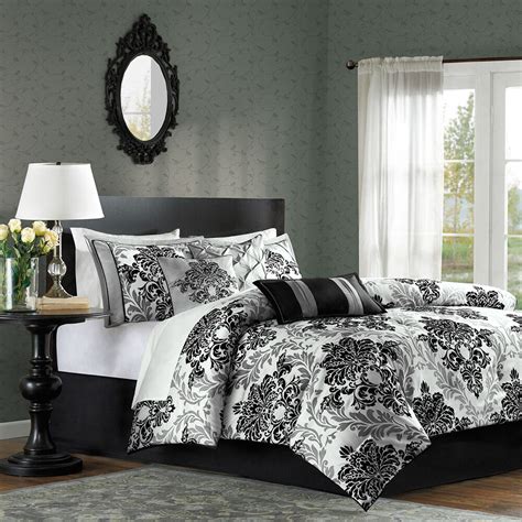 If you're going for a complete overhaul, add matching sheets, drapes and other accents. BEAUTIFUL MODERN ELEGANT CHIC BLACK GREY COMFORTER SET ...