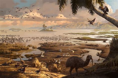 Miocene New Zealand Saint Bathans Lake By Tom Simpson Prehistoric