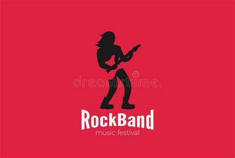 Rock Guitarist Playing Guitar Logo Design Vector Stock Vector
