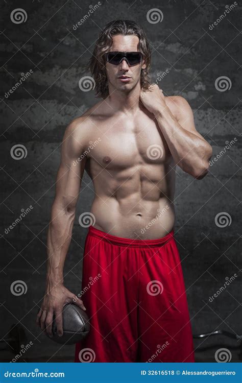 Bare Chested Muscle Man Stock Photography CartoonDealer