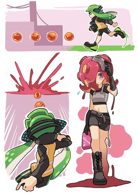 Inkling Inkling Girl Octoling Agent 3 And Takozonesu Splatoon And 1 More Drawn By Gomipomi