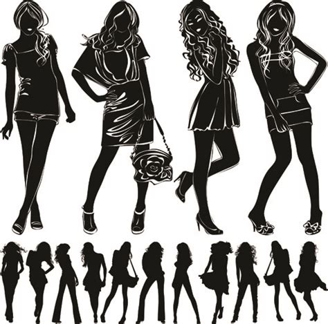 Beautiful Girls Silhouette Design Vector Vectors Graphic Art Designs In