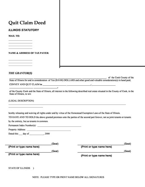 46 Free Quit Claim Deed Forms And Templates Template Lab