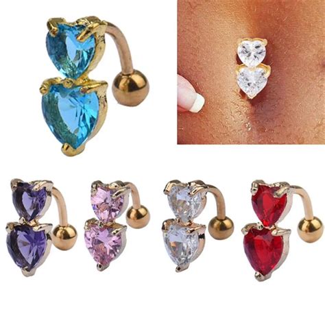 Hot Brand 2017 Reverse Crystal Bar Belly Ring Gold Body Piercing Button