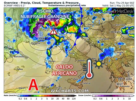 Meteo WEEKEND 1 MAGGIO NON Solo NUBIFRAGI E Rischio Di GRANDINE