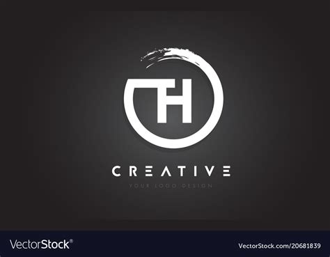 Th Circular Letter Logo With Circle Brush Design Vector Image