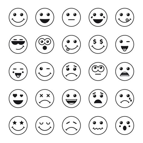 Set Emoji Vector Line Icon Stock Vector Image By ©haruna Sankorn