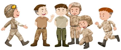 Free Vector Soldiers In Brown Uniform Illustration
