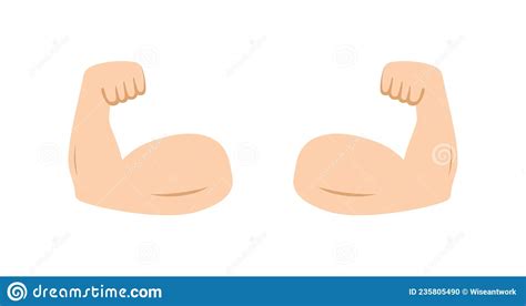 Arm Muscle Double Hand With Emoticon Of Strength Emoji Of Strong Bicep Icon Of Power Of