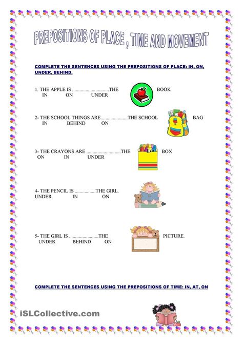 Preposition Worksheets For Grade Pdf With Answers