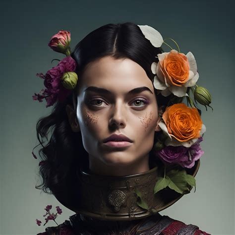 Premium Photo Portrait Photo Of A Woman With Flowers In Her Hair