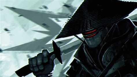 Wallpaper Black Digital Art Robot Artwork Katana Samurai