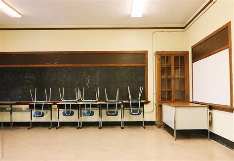 Empty School Classroom With Chalkboard By Stocksy Contributor