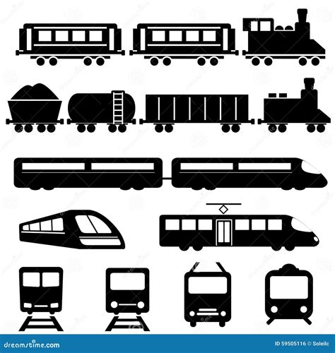 Train And Railway Transportation Icons Stock Vector Illustration Of