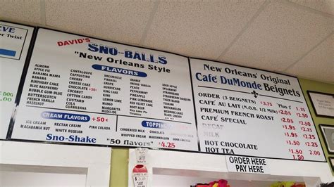 Menu At Davids New Orleans Style Cafe And Sno Balls Panama City Beach