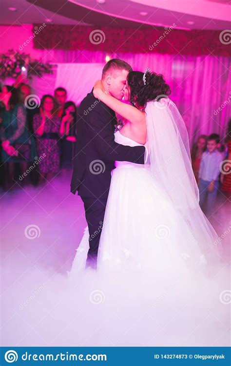 Beautiful Wedding Couple Just Married And Dancing Their First Dance Stock Image Image Of