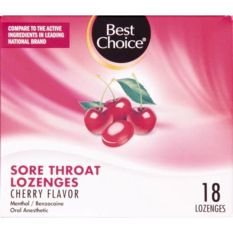 Best Choice Sore Throat Lozenge Cherry Flavor 18 Ct