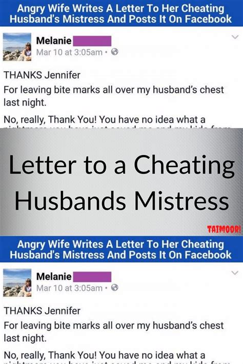 mistress angry cheating jennifer hilarious thankful husband letters writing