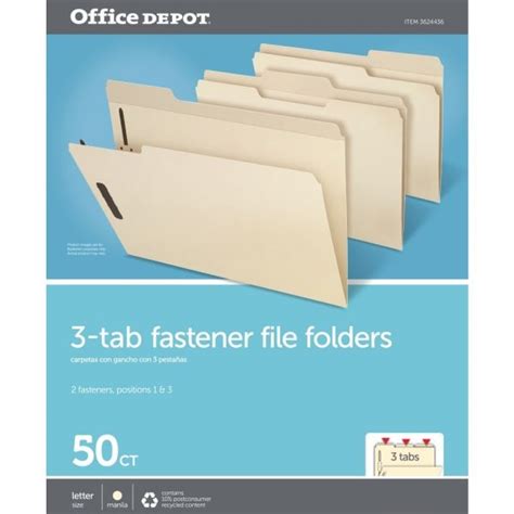 Reinforced Manila Folder With 2 Embossed Fasteners 13 Cut Tabs