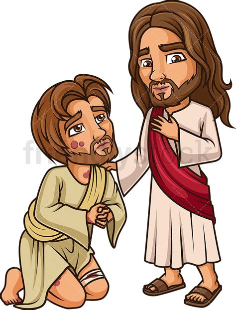Jezus Christus Reinigt Een Melaatse Cartoon Clipart Vector FriendlyStock