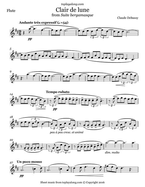 Clair de lune 8 hours: Clair de lune from Suite bergamasque - toplayalong.com