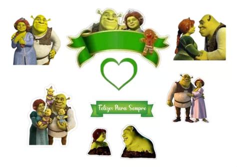 Topo Bolo Shrek Fiona Aniversário Casamento namorados Festa MercadoLivre