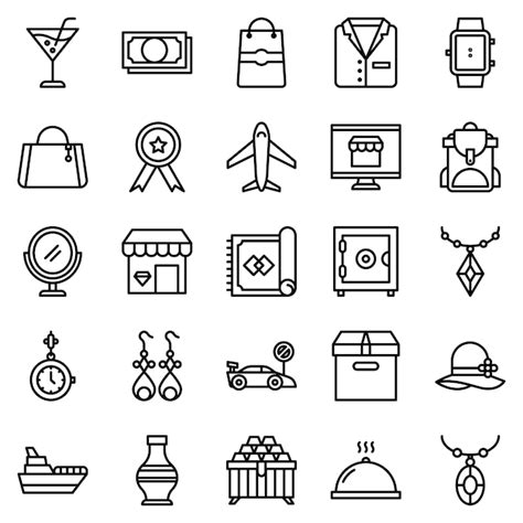 Premium Vector Luxury Shop Icon Pack With Outline Icon Style