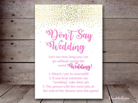 Dont Say Wedding Printabell Create