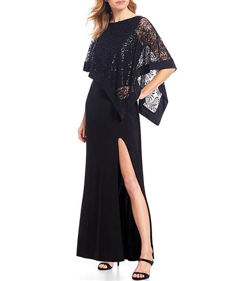 Suit Sets Sequin Lace Pantsuit With Sheer Poncho Style 2288