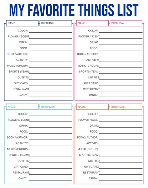 Pin by Printablee on Quick Saves in 2021 | My favorite things template ...