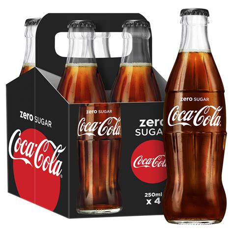 Coca Cola Zero Sugar Glass Bottle 4x250ml Co Op