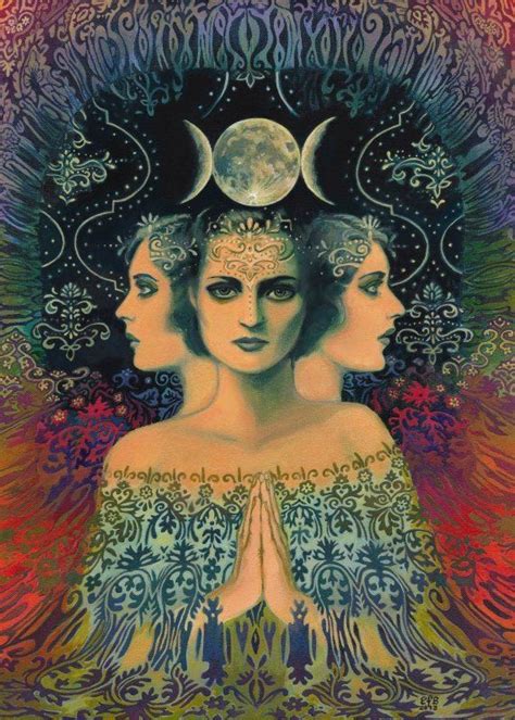 Moon Goddess Of Mystery Psychedelic Tarot Art 5x7 Card Mythology