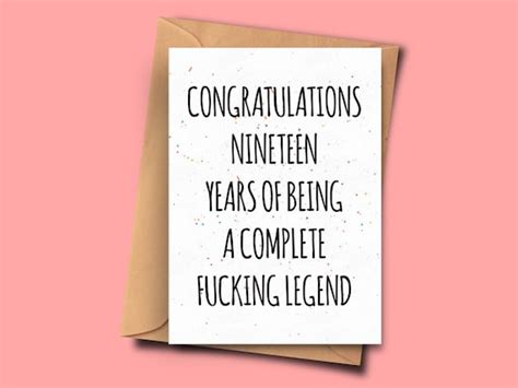 Funny 19th Birthday Card Congratulations On 19 Years Of Being Etsy