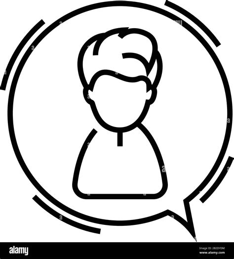 Speaking Boy Line Icon Concept Sign Outline Vector Illustration