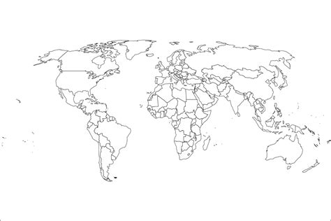 World Map Outline All Countries SVG Vector Files For Etsy